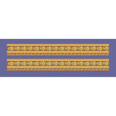 Golden Foliage and Striped Linear Border Embroidery Design