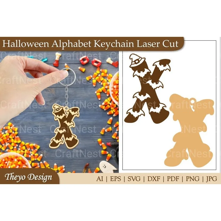 Halloween Keychain Alphabet SVG