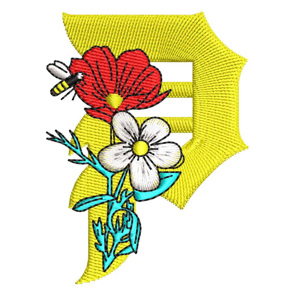 P Flower Embroidery Design