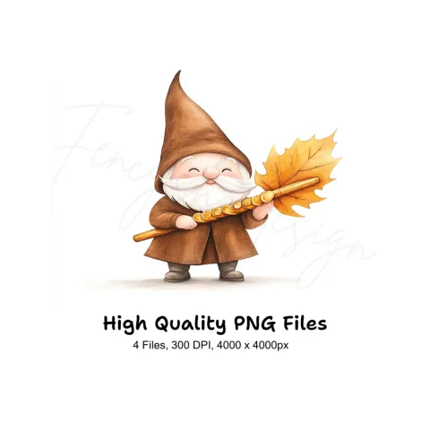 Cute Fall Gnomes with Maple Leaves Clipart Bundle