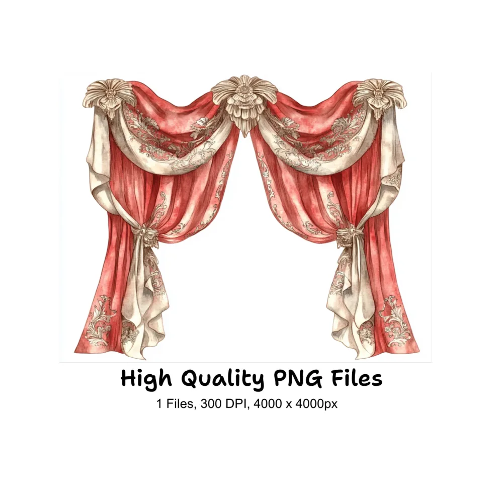 Ornate Victorian Drapes Clipart Bundle