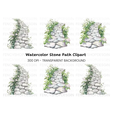 Curved Stone Path Clipart Bundle