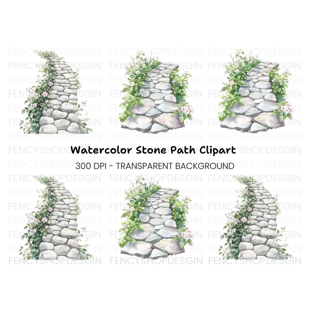 Curved Stone Path Clipart Bundle