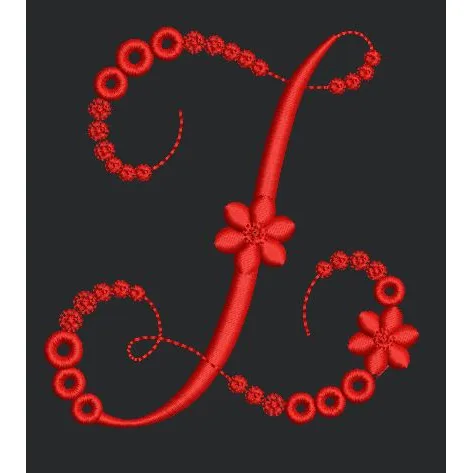 Floral Red Color Embroidery Design