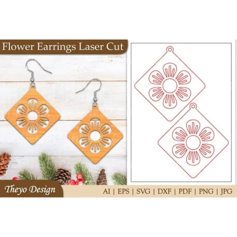 Lasercut Flower Earrings SVG Bundle
