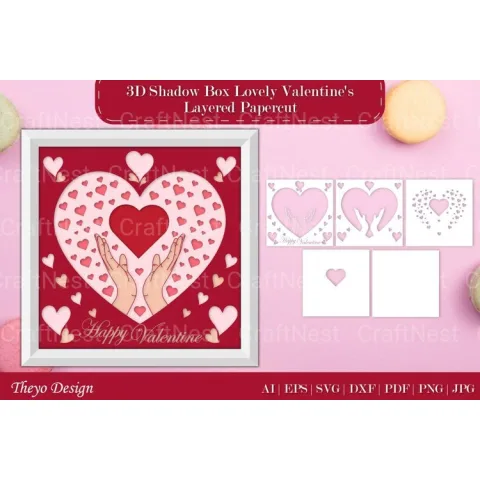 Shadow Box Happy Valentine Layered Papercut SVG