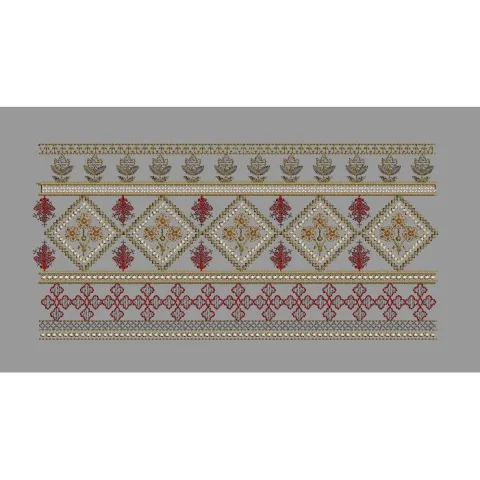 Crimson Diamond Lattice Embroidery Design