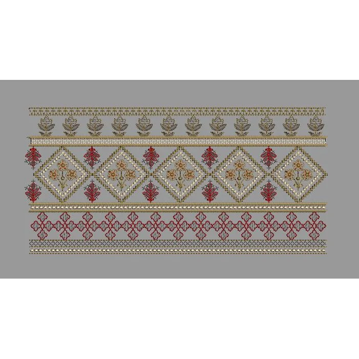 Crimson Diamond Lattice Embroidery Design