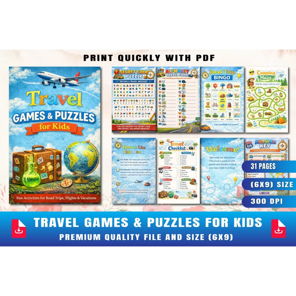 Travel Games & Puzzles Planner for Kids