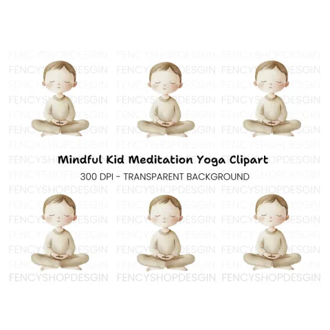 Meditating Boy Serenity Clipart Bundle