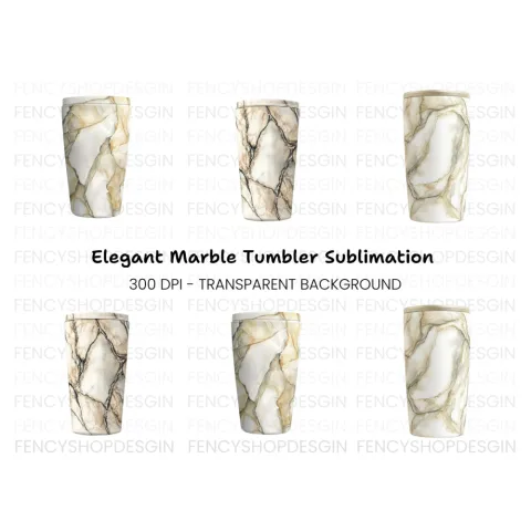 Golden Vein Marble Tumbler Clipart Bundle