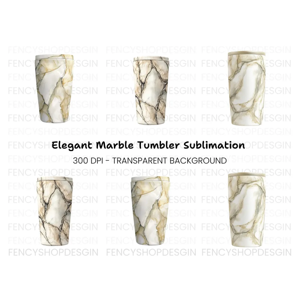 Golden Vein Marble Tumbler Clipart Bundle