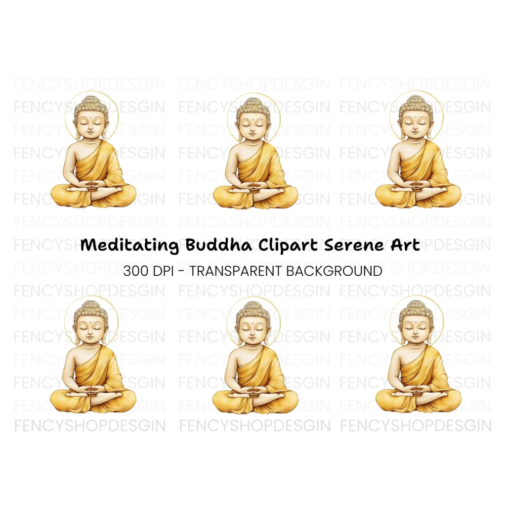 Meditating Buddha with Halo Clipart Bundle