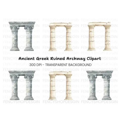Ancient Greek Columns Clipart Bundle