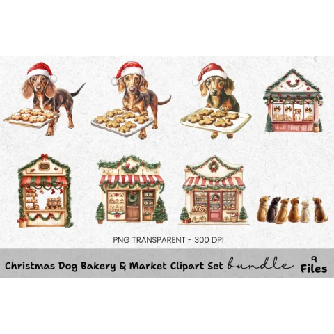 Christmas Bakery Corgi Clipart Bundle