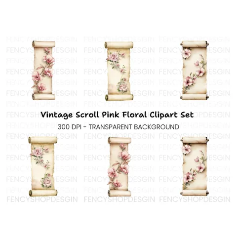 Vintage Floral Scroll Clipart Bundle