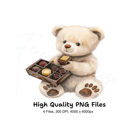 Teddy Bear with Chocolate Box Clipart Bundle