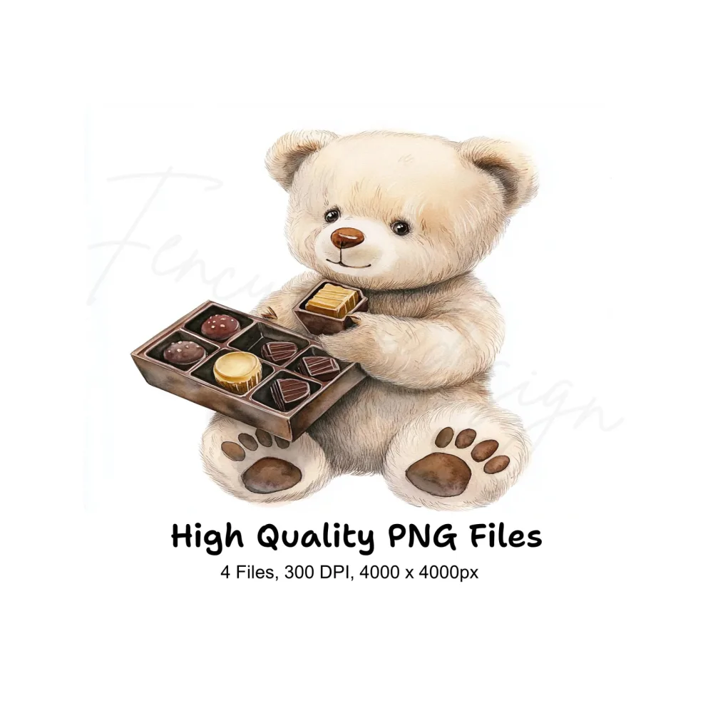 Teddy Bear with Chocolate Box Clipart Bundle