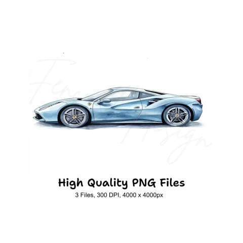 Blue Sports Car Clipart Bundle