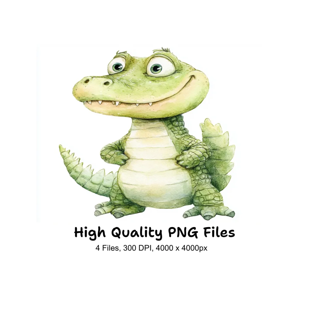 Cute Alligator Clipart Bundle