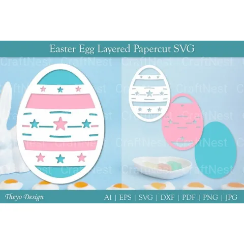 Easter Egg Layered Papercut SVG Bundle