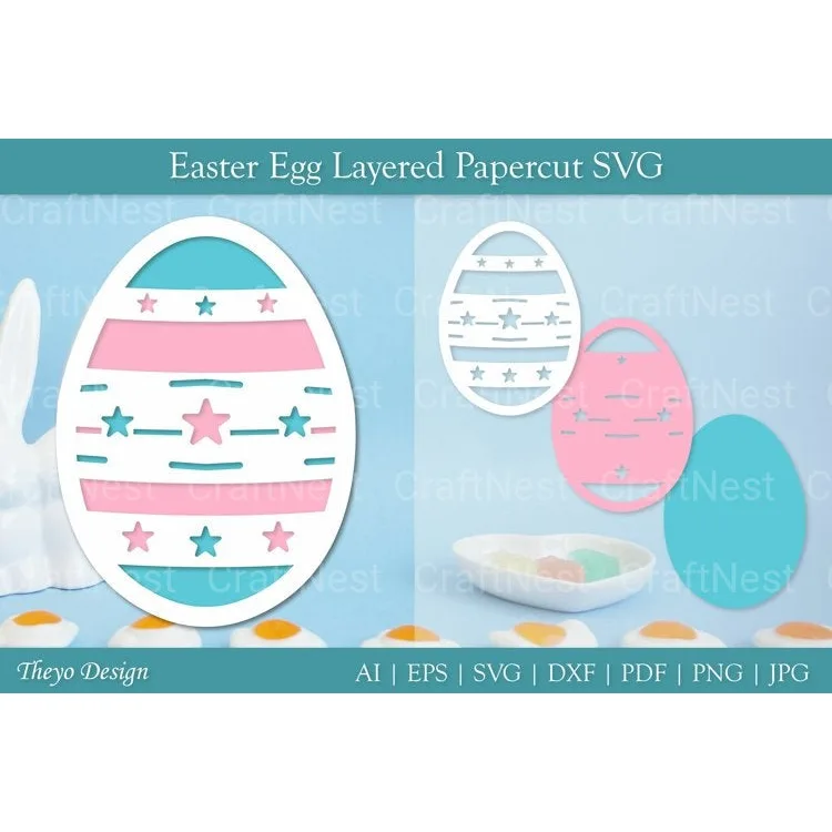 Easter Egg Layered Papercut SVG Bundle