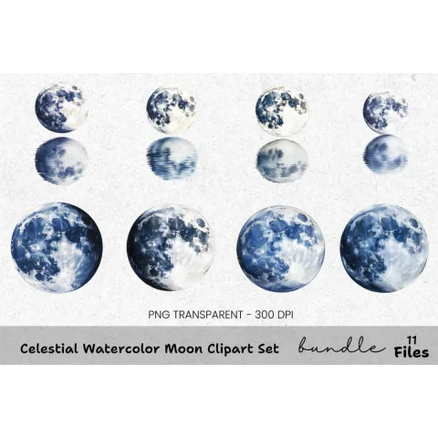 Celestial Moon Clipart Bundle