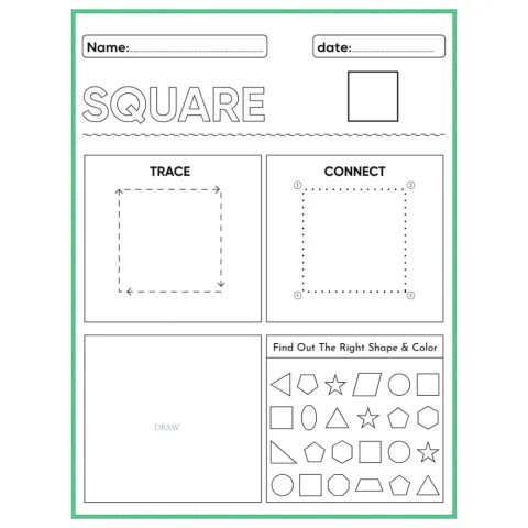 Tracing Shapes Trace Connect Draw Worksheets