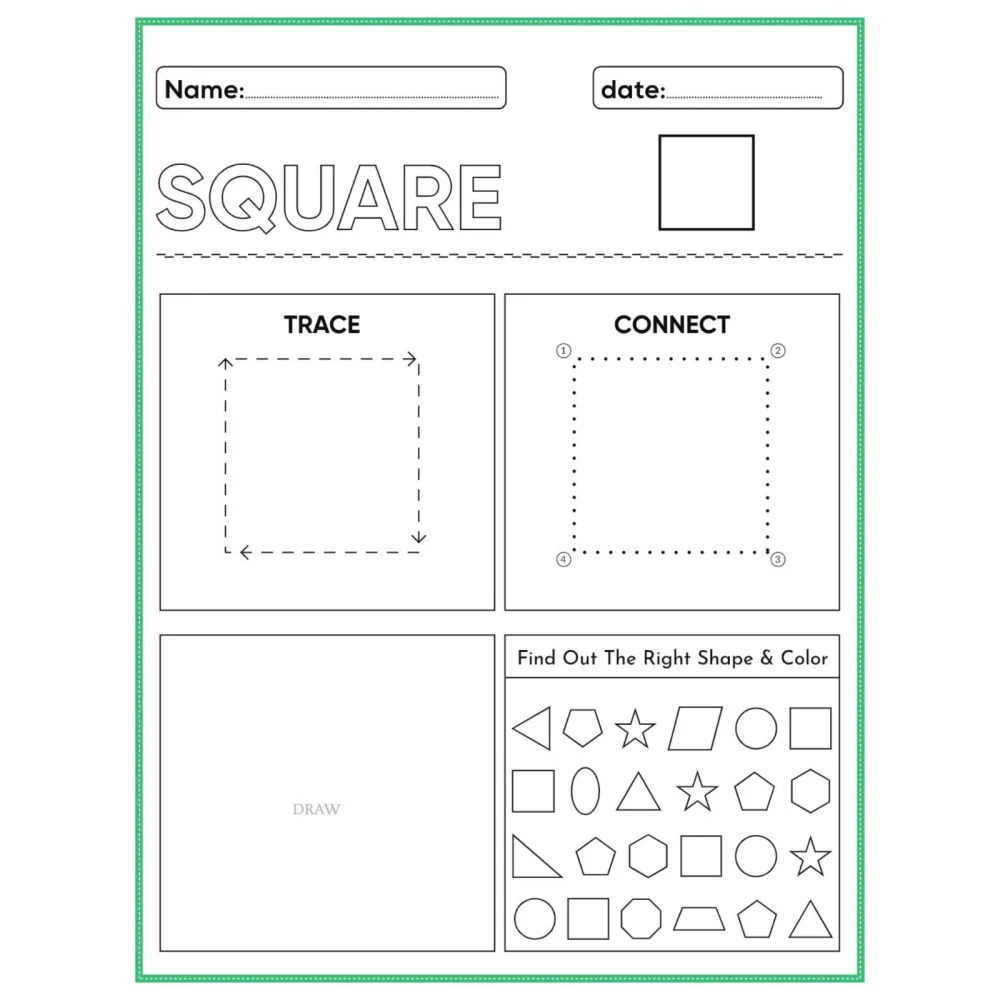 Tracing Shapes Trace Connect Draw Worksheets
