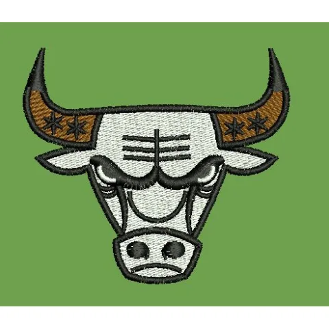 Stylized Bull Face Emblem Embroidery Design