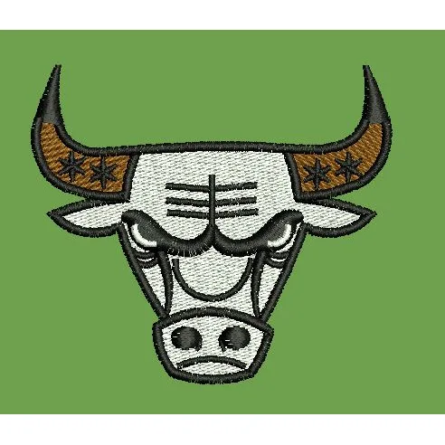 Stylized Bull Face Emblem Embroidery Design