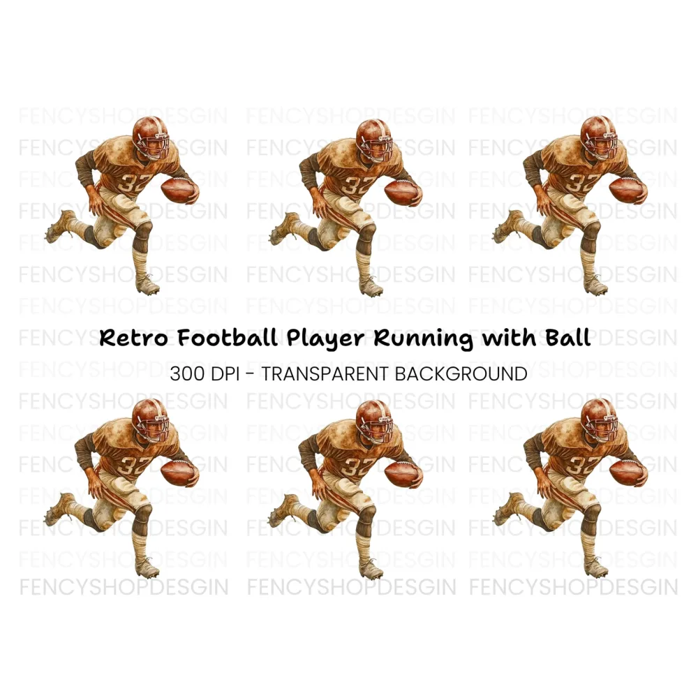 Retro Football Running Back Clipart Bundle