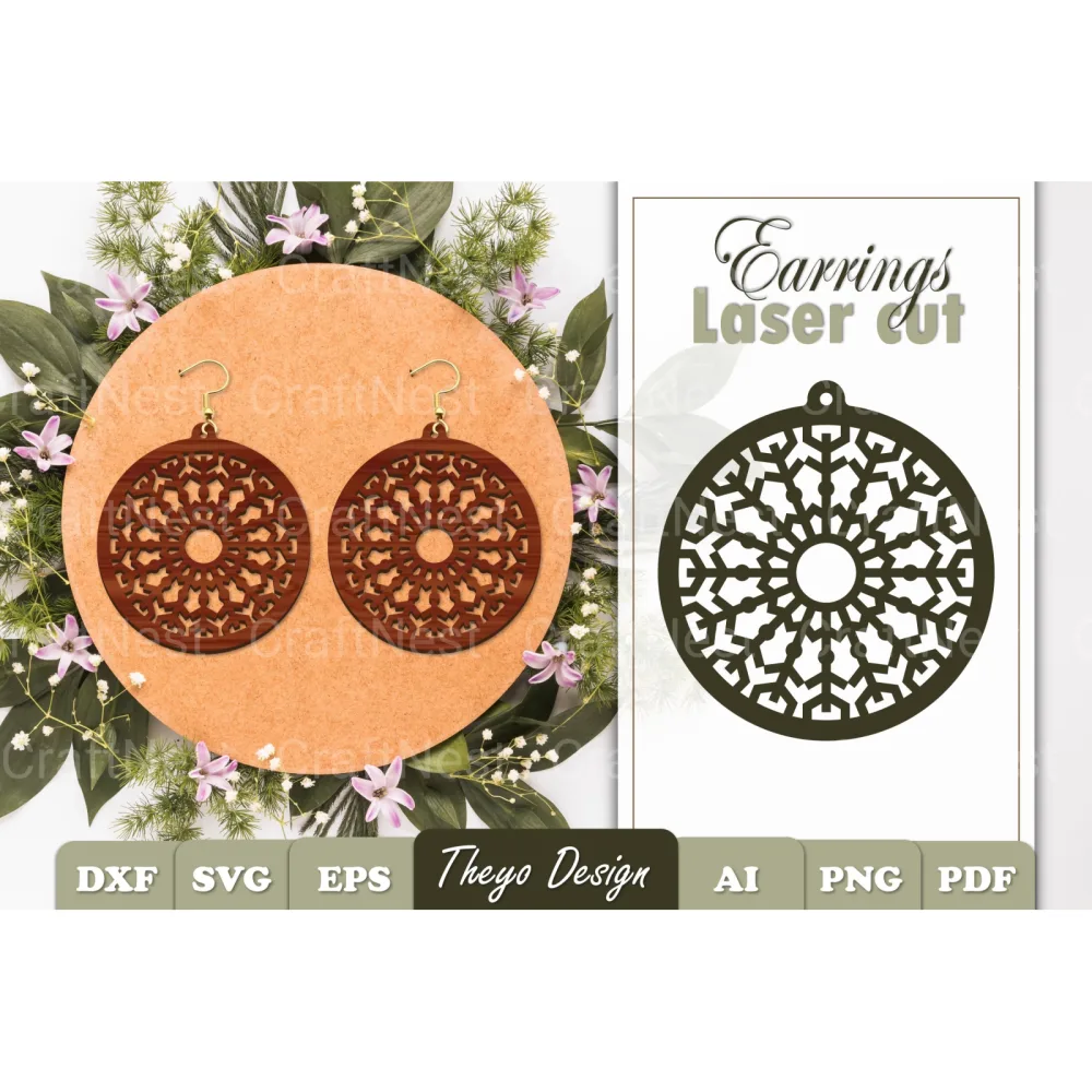 Snowflake Mandala Earrings SVG Bundle