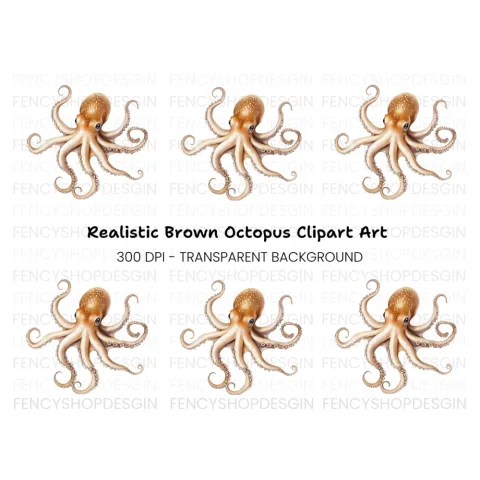 Realistic Octopus Clipart Bundle