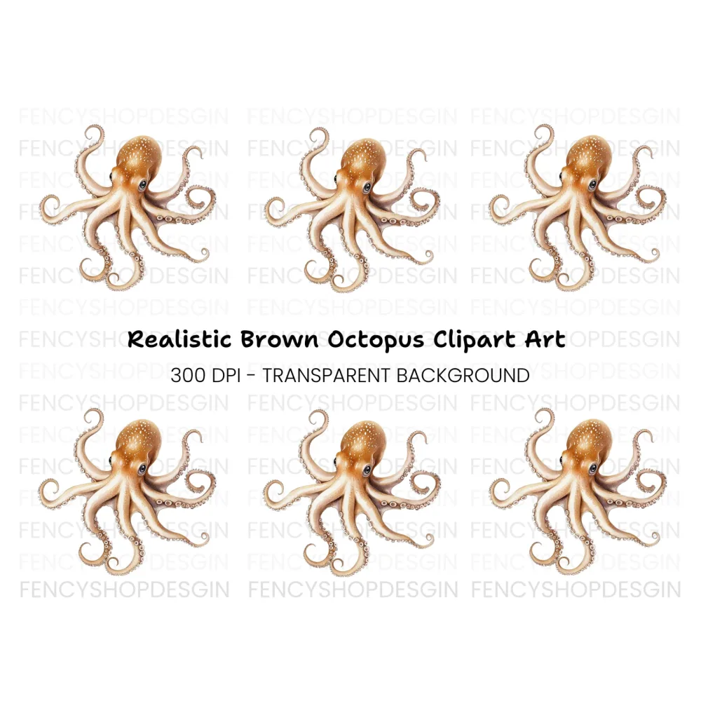 Realistic Octopus Clipart Bundle