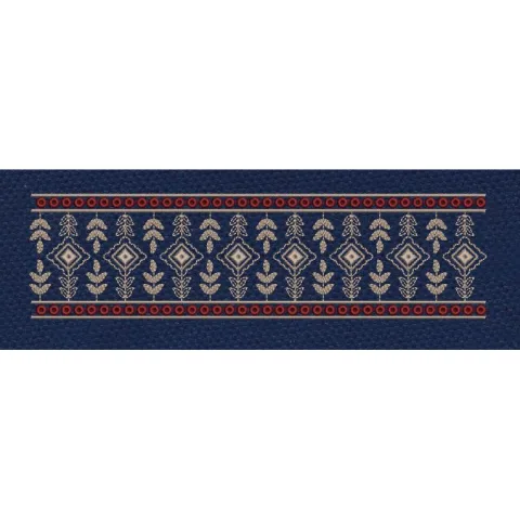 Floral Border Blue and Golden Embroidery Design
