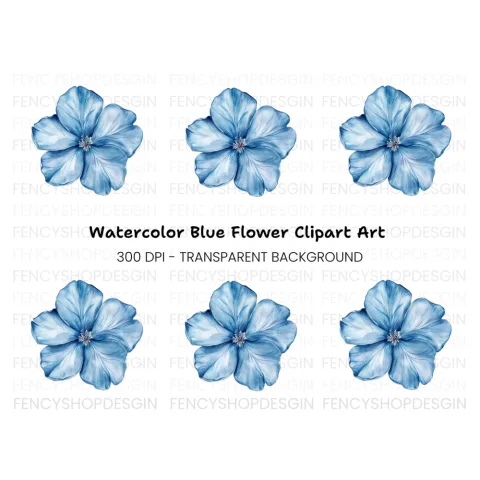 Blue Flower Clipart Bundle
