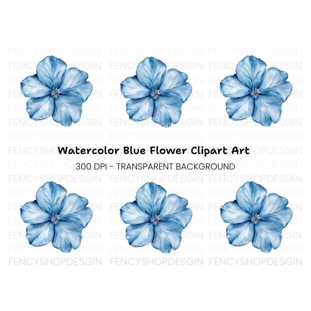 Blue Flower Clipart Bundle
