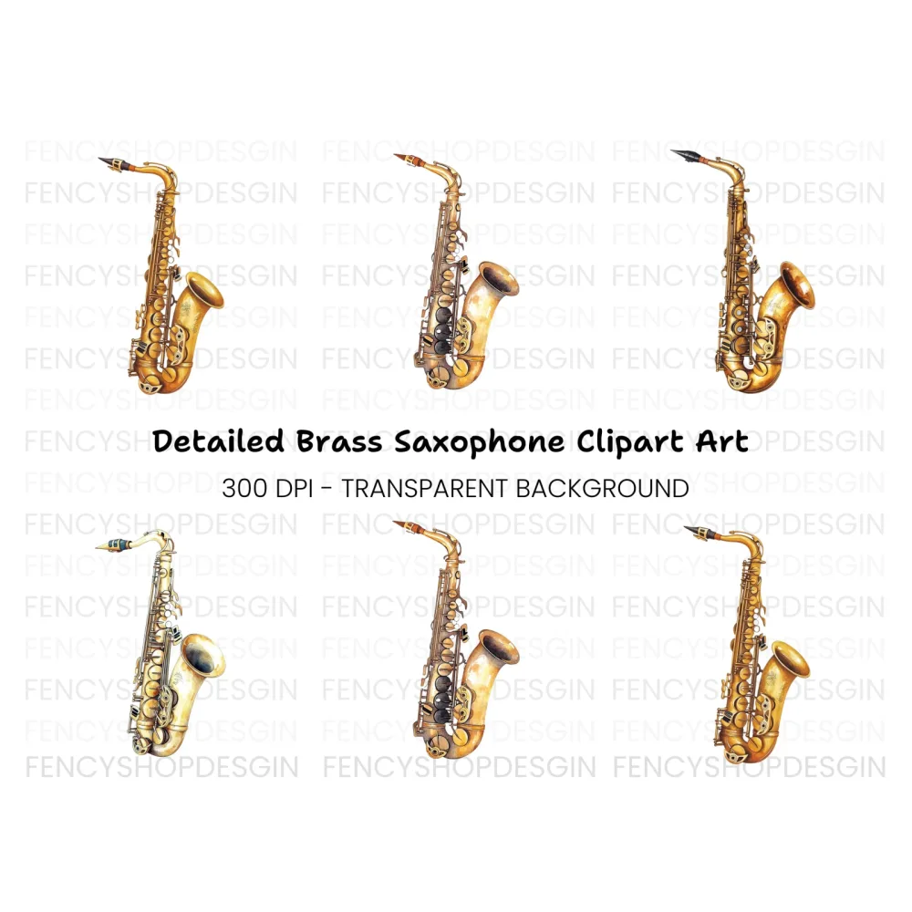 Vintage Saxophone Musical Instrument Clipart Bundle
