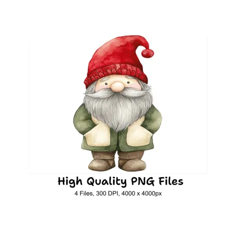 Festive Red Hat Gnomes Clipart Bundle
