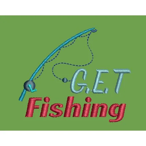Angling Activity Text Logo Embroidery Design
