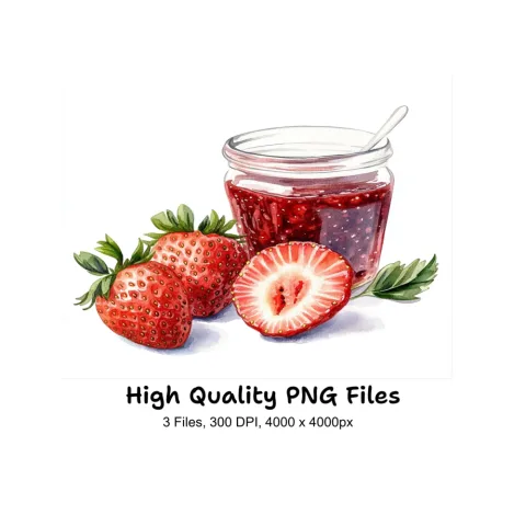 Fresh Strawberry Jam Clipart Bundle
