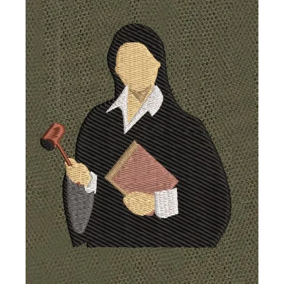 Female Judge Gavel Book Black & Beige Embroidery Design