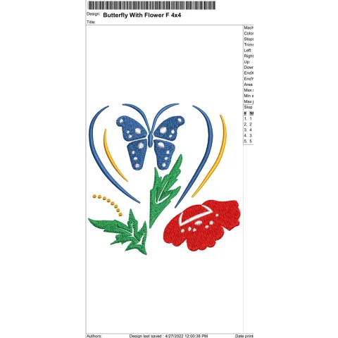 Butterfly With Flower Embroidery Design