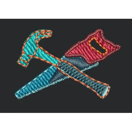 Crossed Carpentry Tools Emblem Embroidery Design