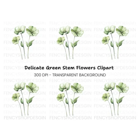 Green Floral Clipart Bundle