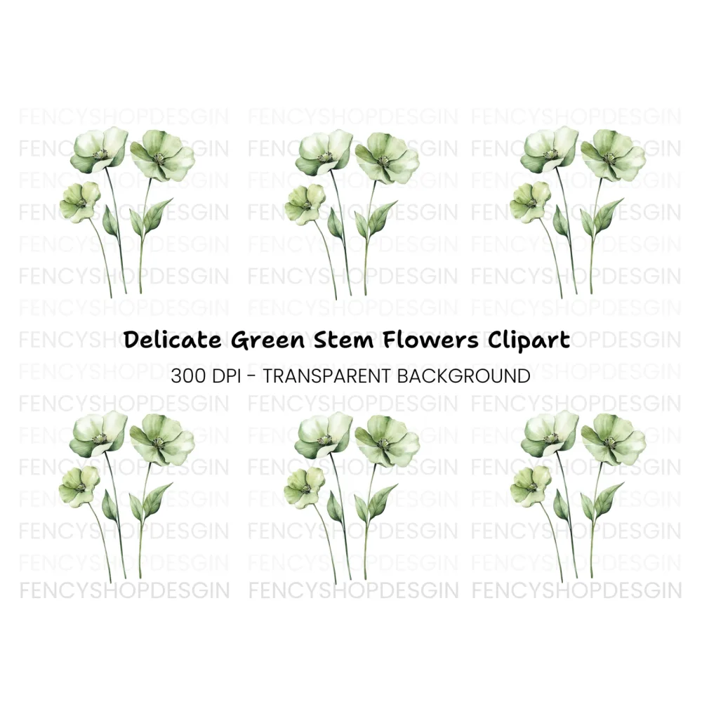 Green Floral Clipart Bundle
