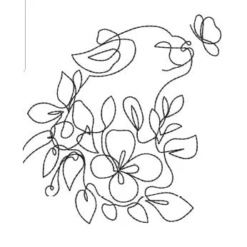 Cat With Flower Embroidery Design