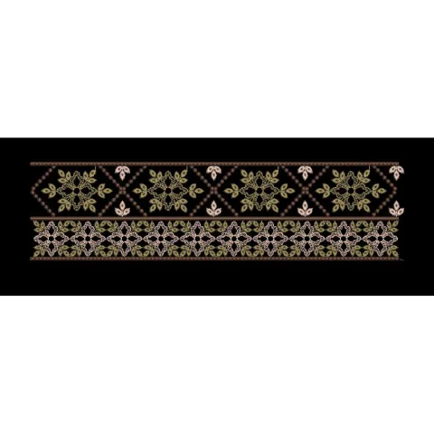 Diamond Lattice Floral Border Embroidery Design