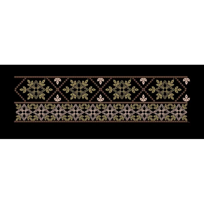 Diamond Lattice Floral Border Embroidery Design